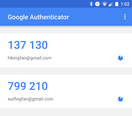 Google Authenticator app in action
